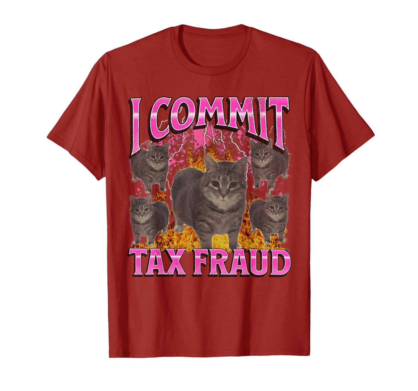 I Commit Tax Fraud Funny Oia Oia Cat Meme Bootleg Graphic T-Shirt