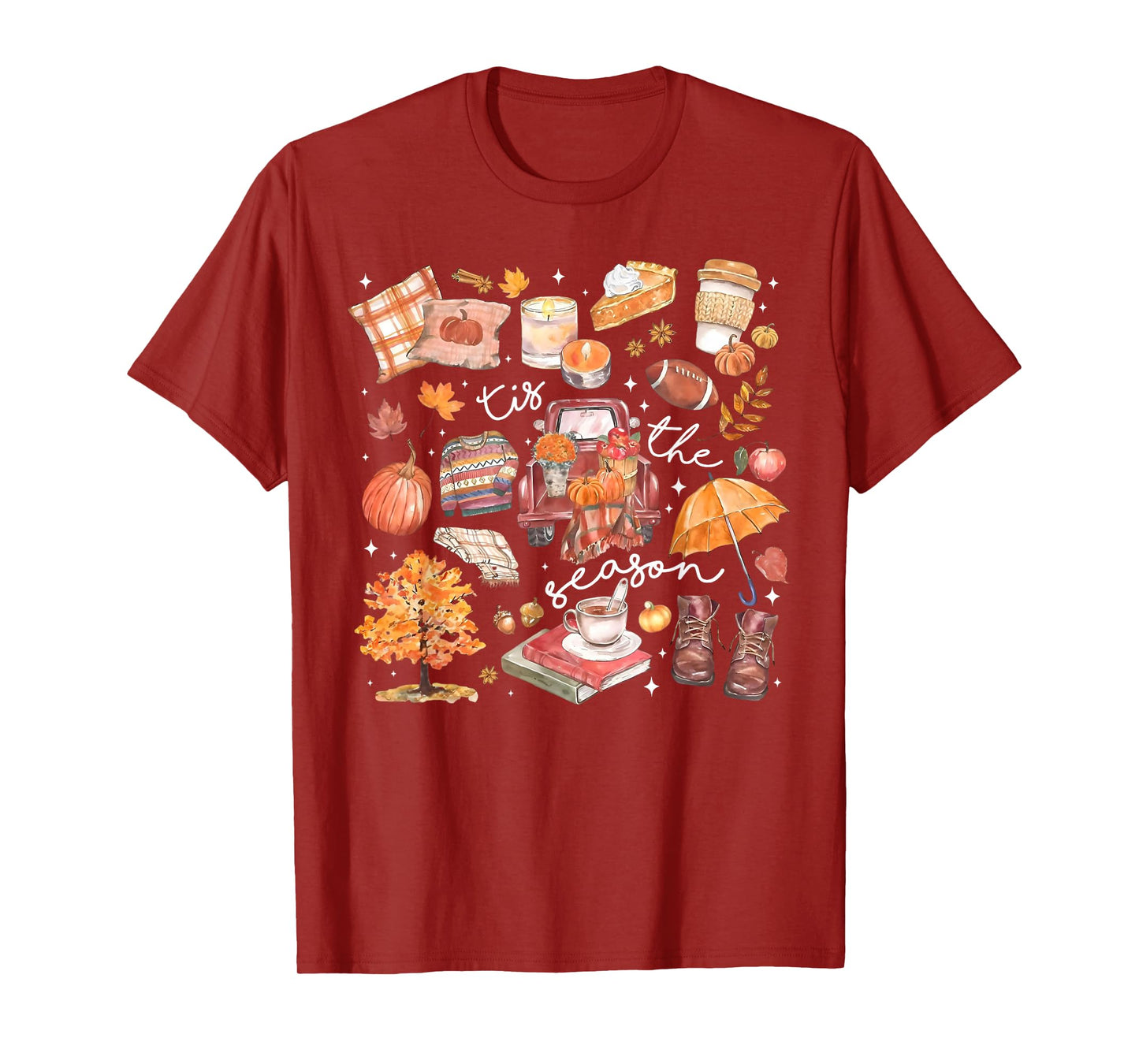 Tis The Season Pumpkin Autumn Fall Y'all Leaves Thanksgiving T-Shirt