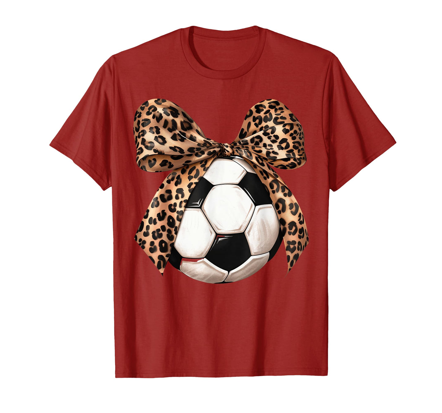 Girls Soccer Coquette Bow Leopard Cheetah Print Daughter T-Shirt