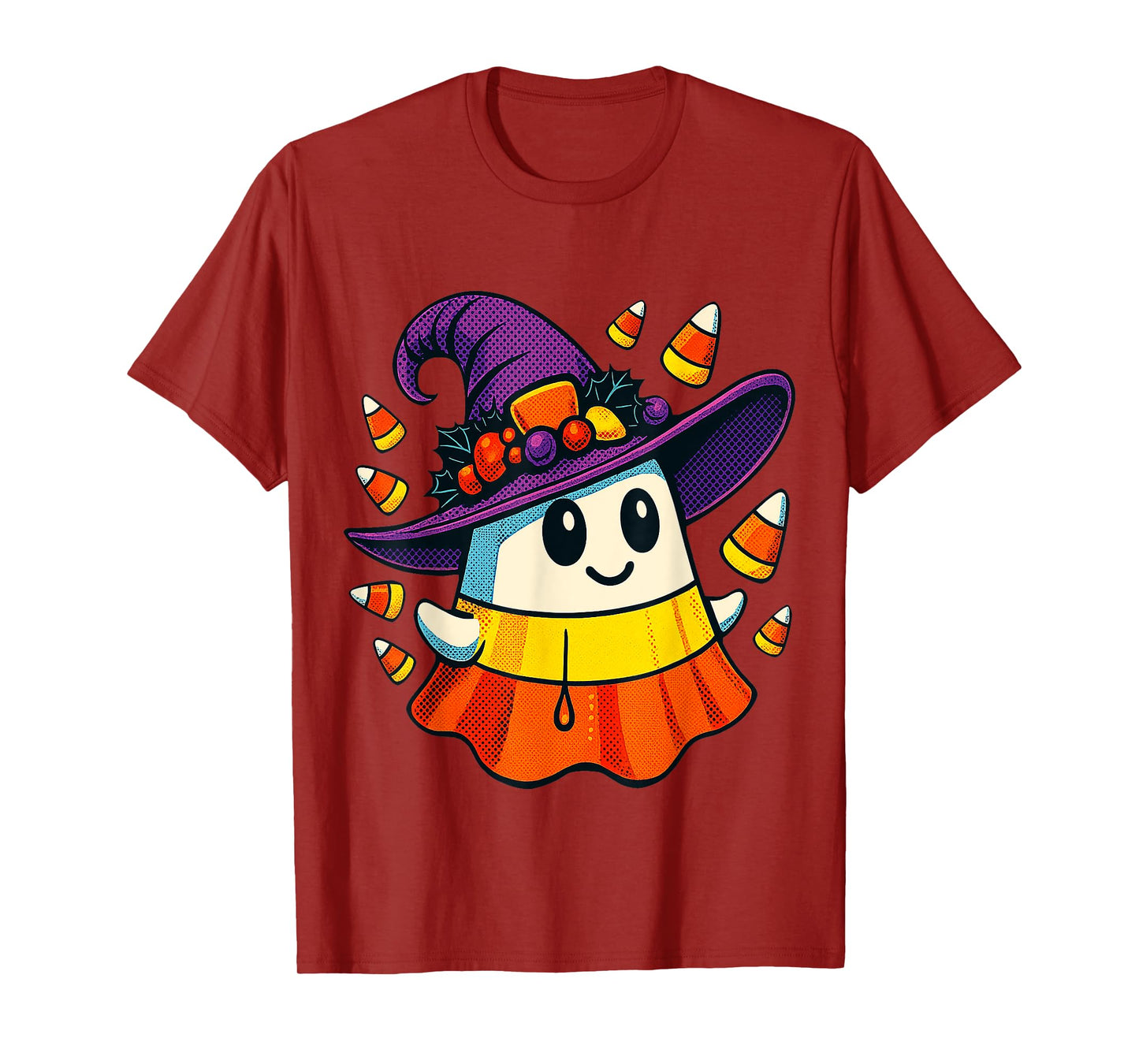 Halloween Ghost Candy Corn Witch Hat Trick Or Treat Kid Boy T-Shirt