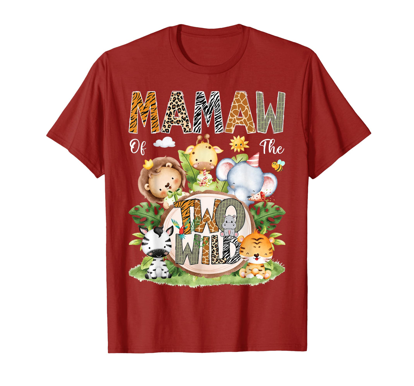 Mamaw Of The Two Wild 2Nd Birthday Kids Safari Jungle T-Shirt
