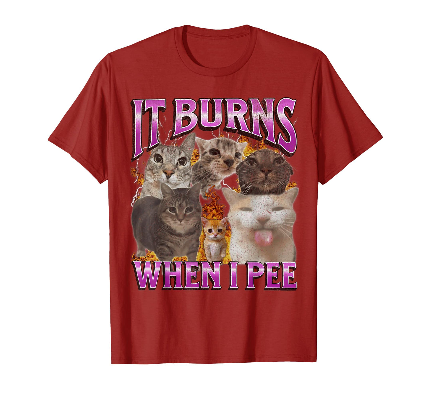 It Burns When I Pee Funny Cat Meme Bootleg Graphic T-Shirt