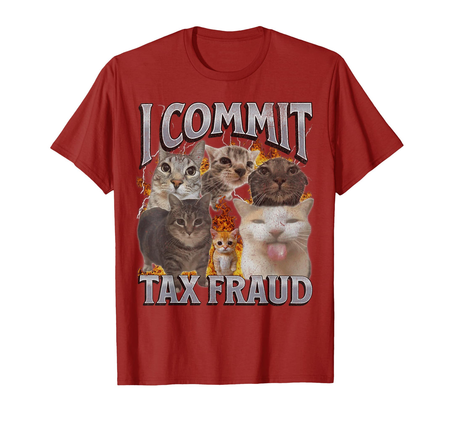 I Commit Tax Fraud Funny Cat Meme Bootleg Graphic T-Shirt for Men Women