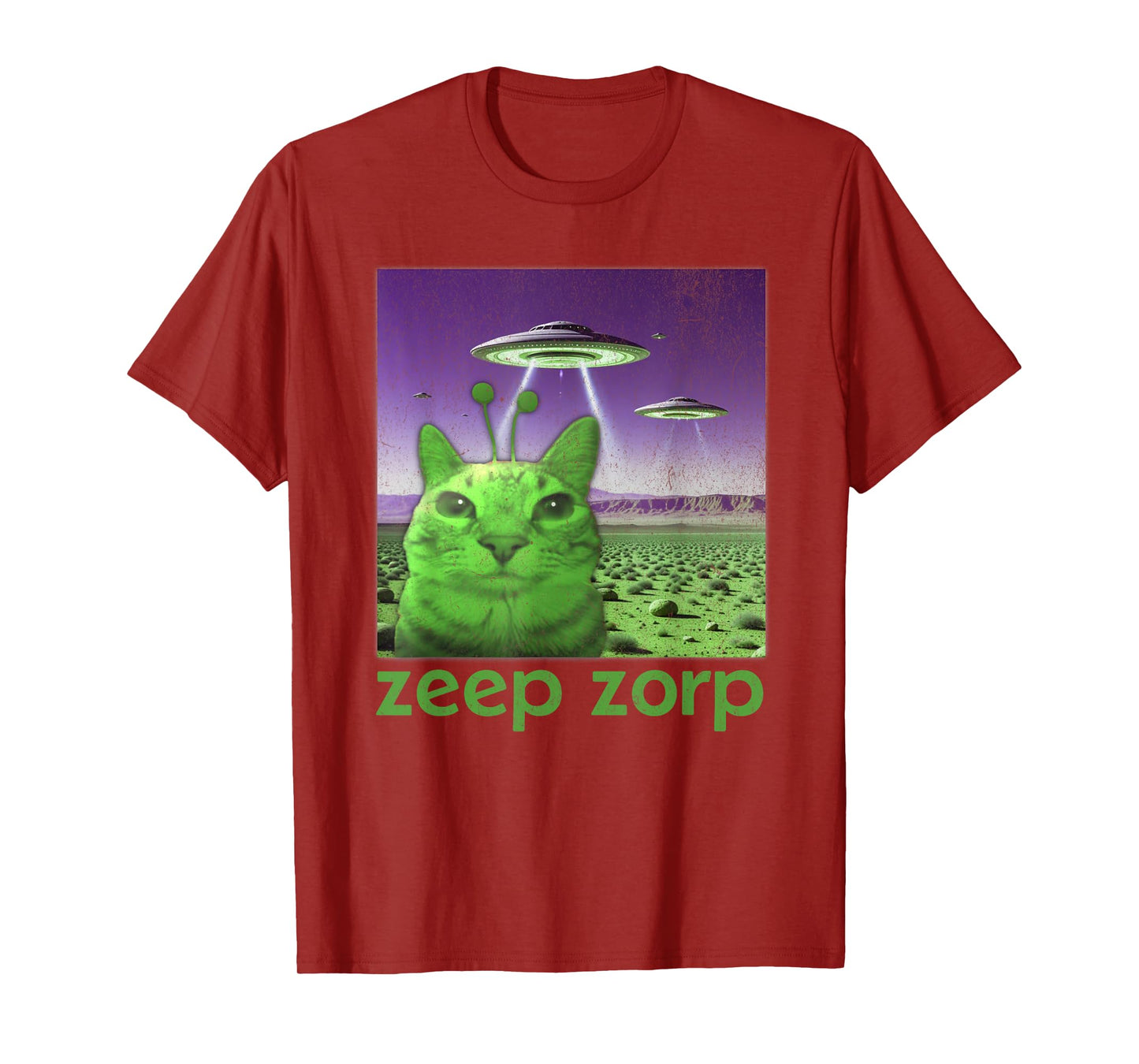Funny Alien Cat Meme Graphic T-Shirt