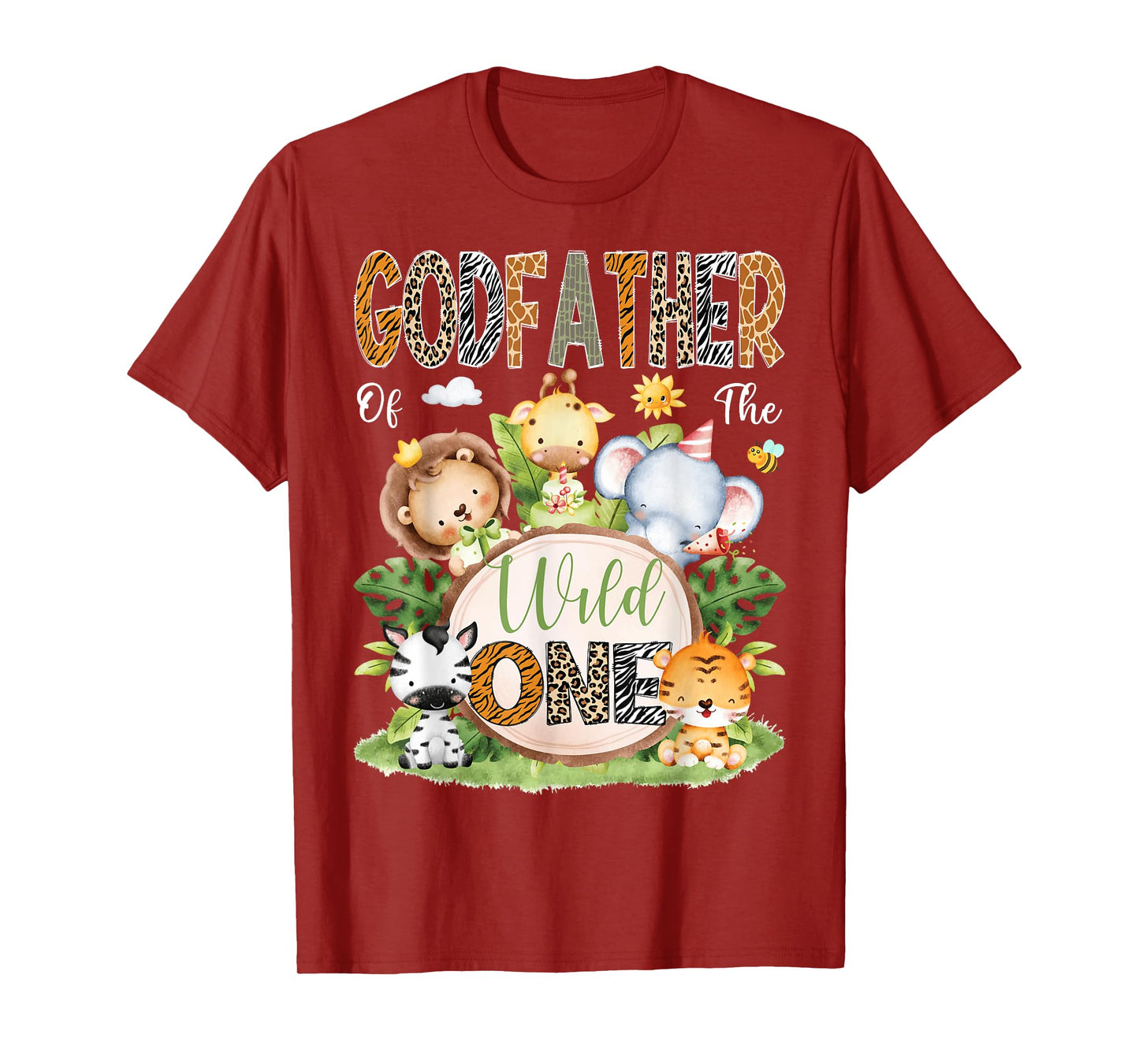 GodFather Of The Wild One 1St Birthday Kids Safari Jungle T-Shirt