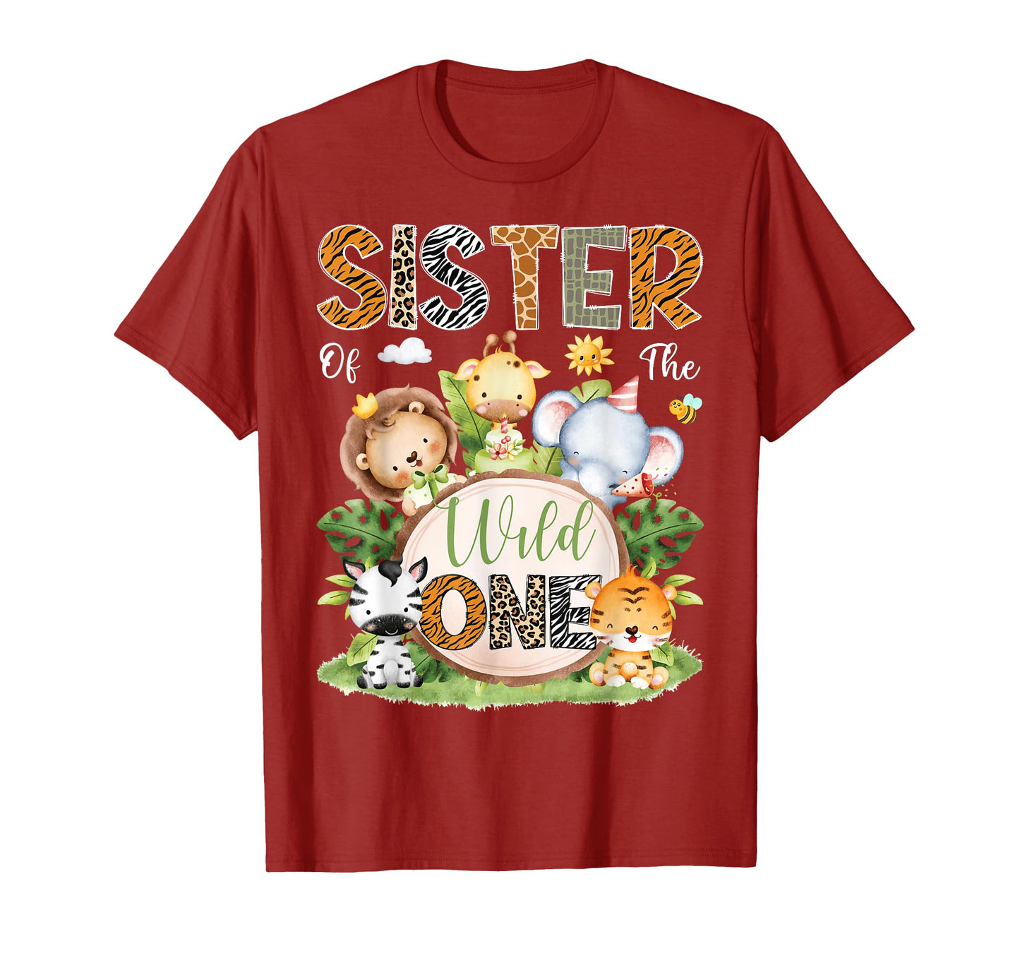 Sister Of The Wild One 1St Birthday Kids Safari Jungle T-Shirt