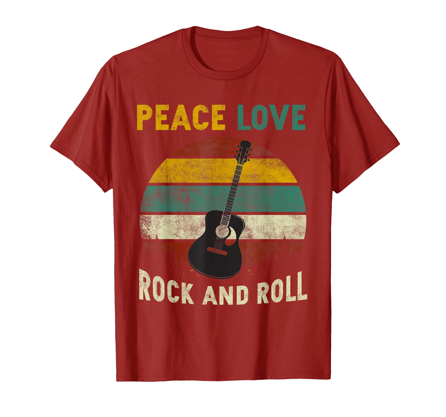 Peace Love Rock and Roll Guitar Player Guitarist Vintage T-Shirt