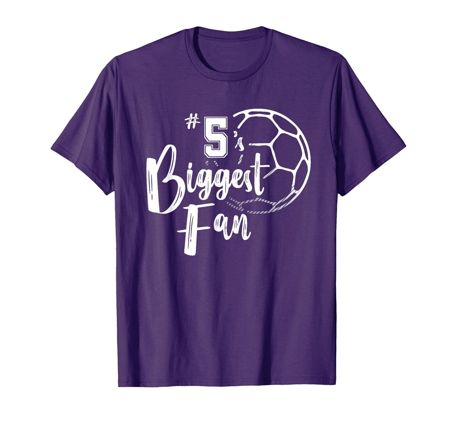 Number 5's Biggest Fan Shirt Soccer Player Mom Dad Family T-Shirt