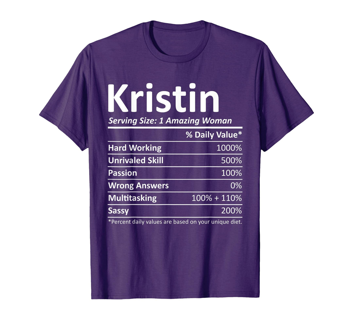 KRISTIN Nutrition Personalized Name Funny Christmas Gift T-Shirt