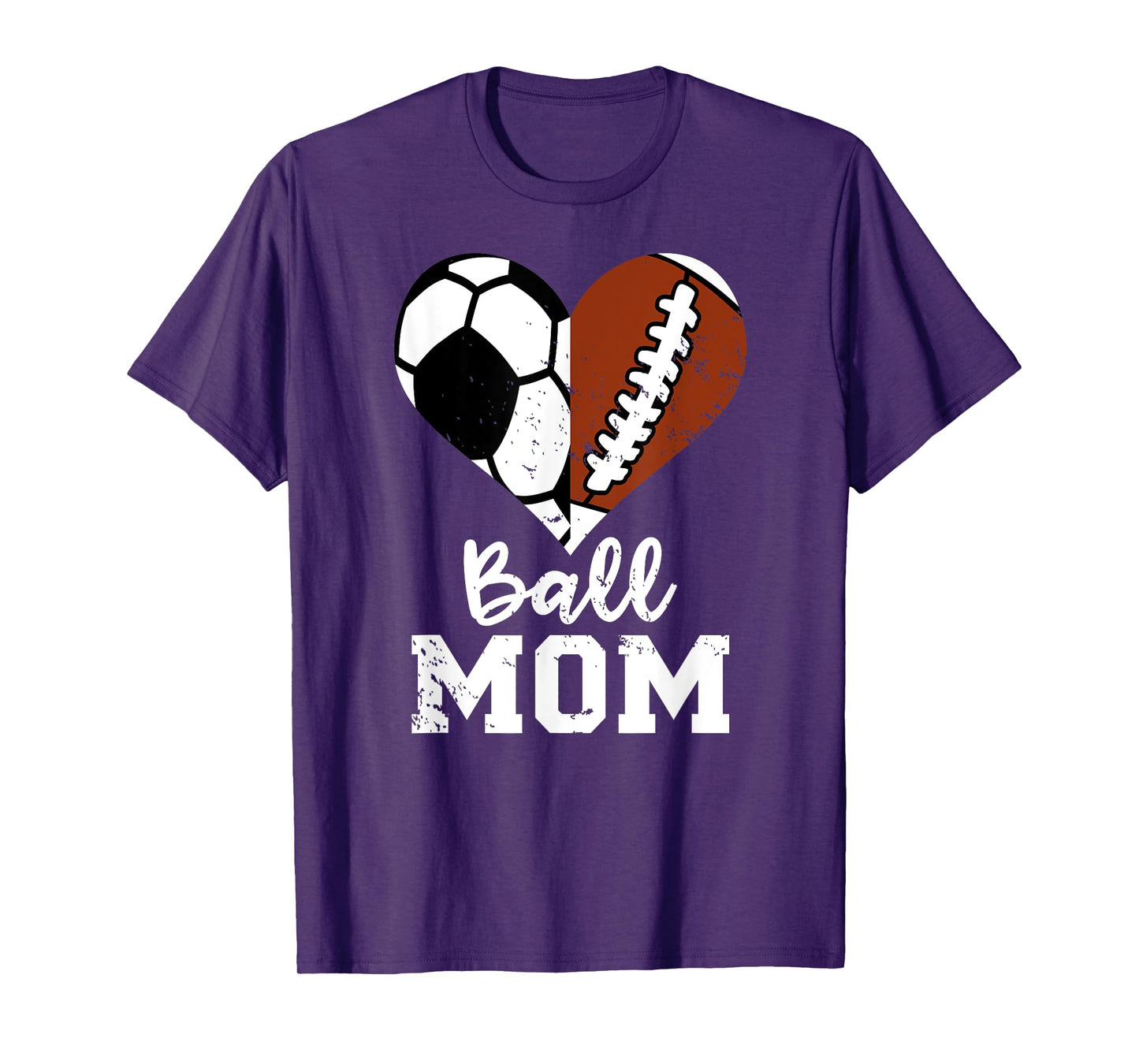 Ball Mom Heart Funny Football Soccer Mom T-Shirt