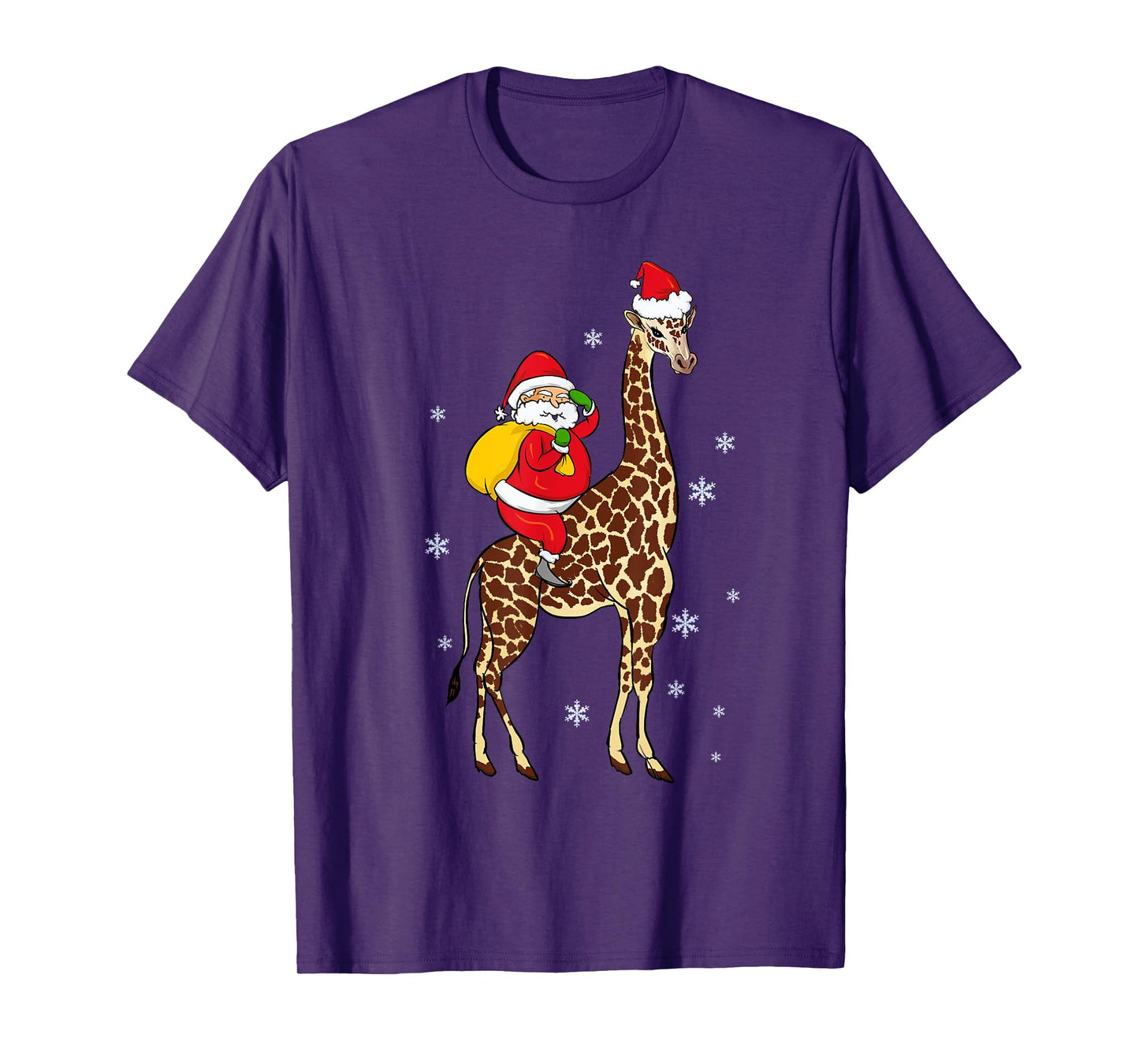 Funny Santa Giraffe Christmas Pajama Gift For Men Women Kids T-Shirt