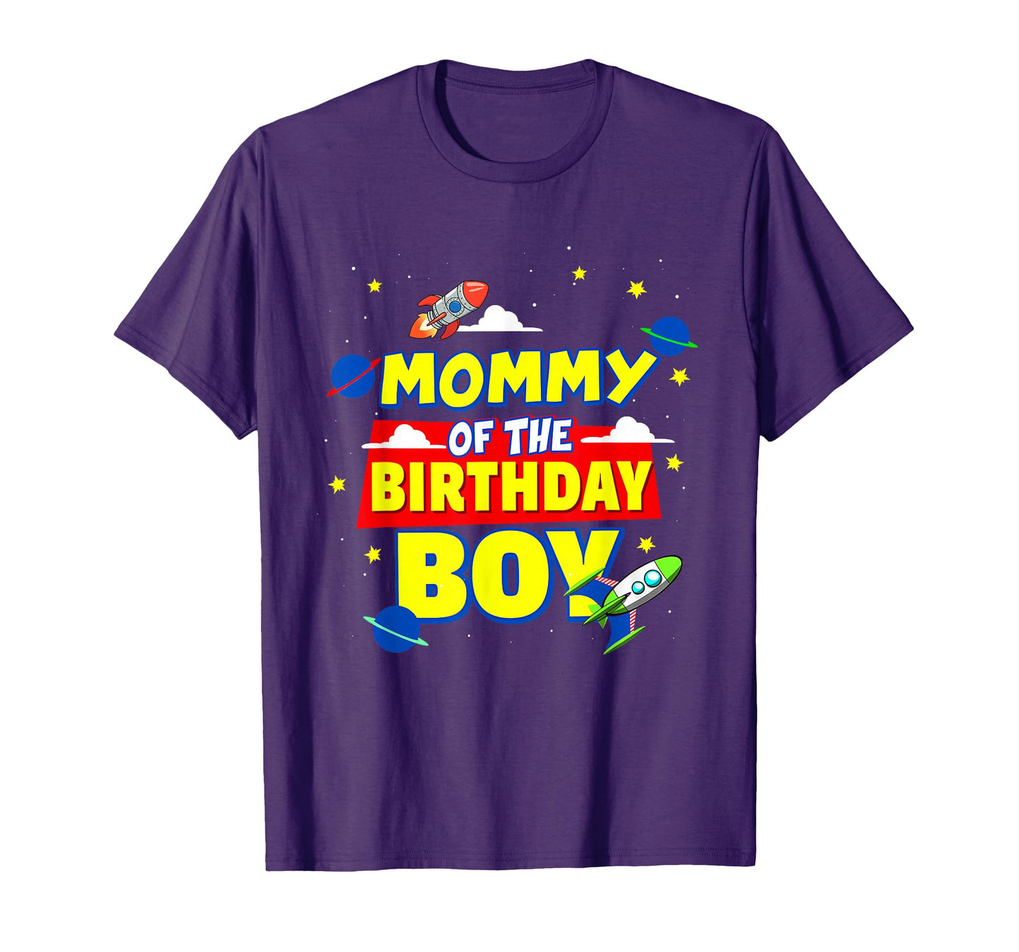 Mommy Of The Birthday Astronaut Boy Outer Space Theme Party T-Shirt
