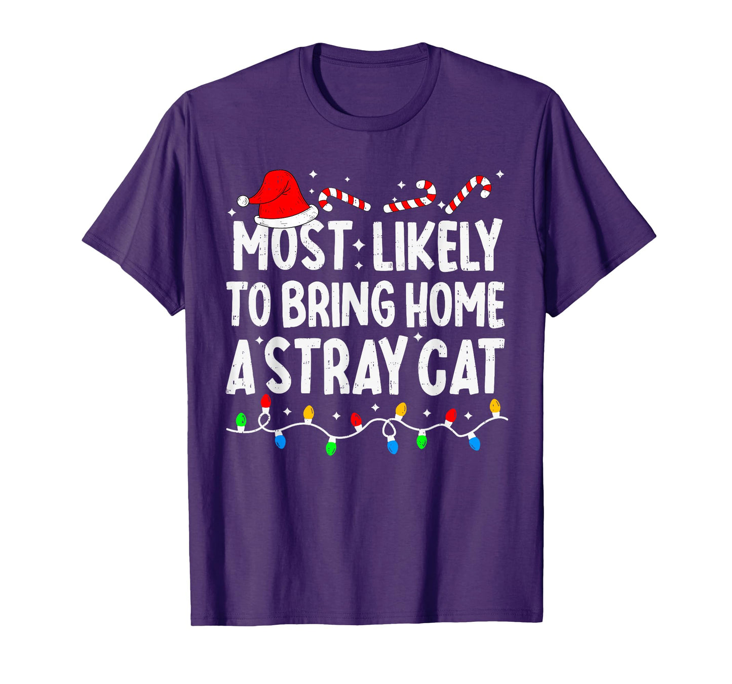 Most Likely to Bring Home A Stray Cat Matching Christmas T-Shirt