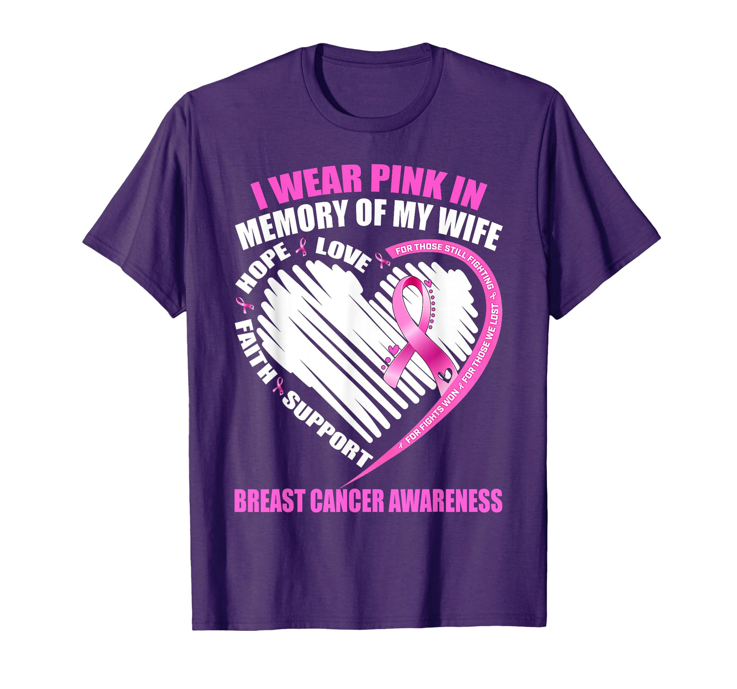 Gift I Wear Pink In Memory Of Wife Breast Cancer Awareness T-Shirt