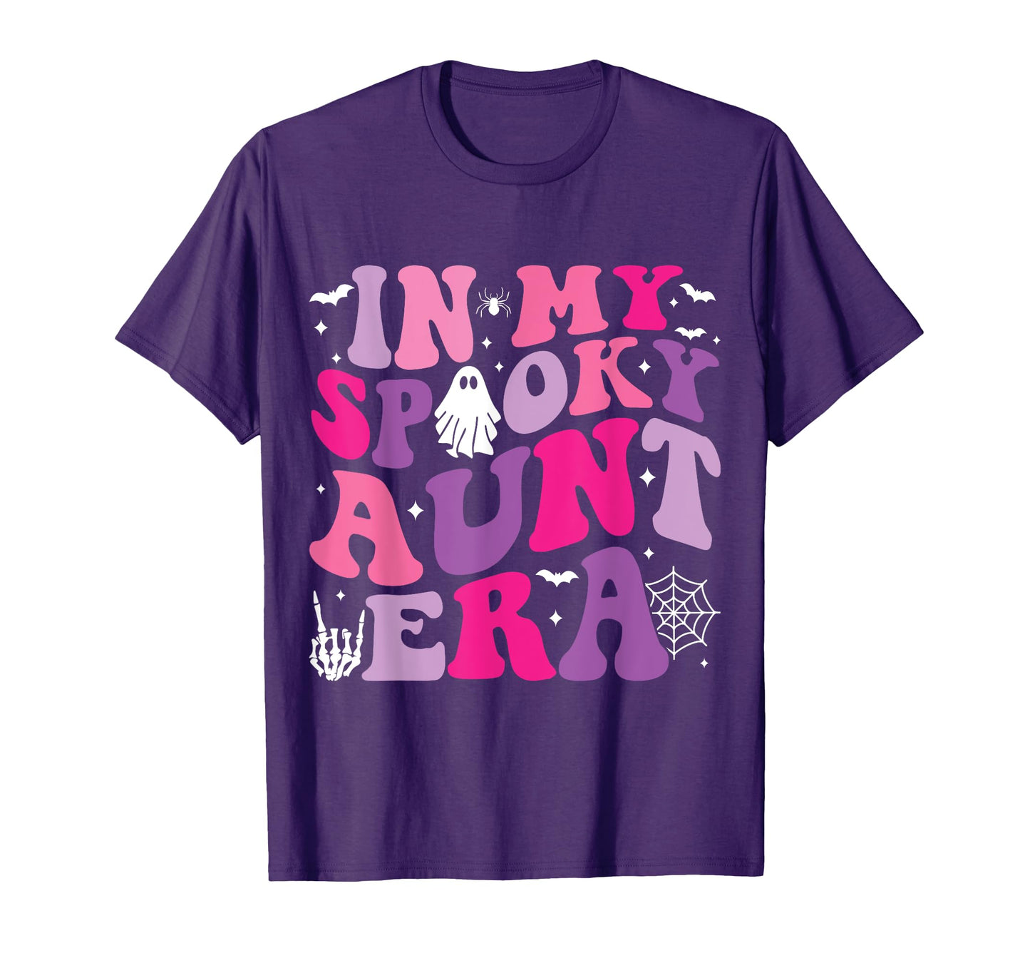 Groovy In My Spooky Aunt Era Hippie Halloween Auntie Ghost T-Shirt