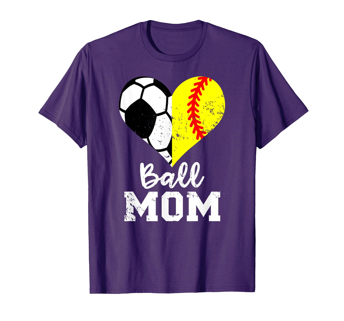 Ball Mom Heart Funny Softball Soccer Mom T-Shirt