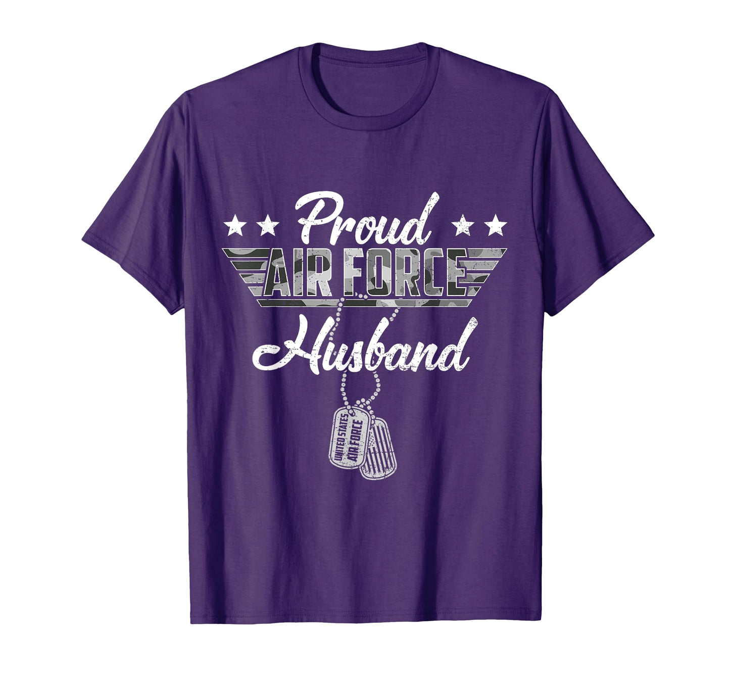Proud Air Force Husband Camouflage USAF Veteran Airman T-Shirt