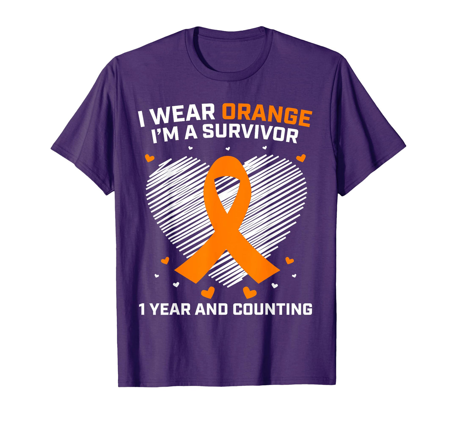 1 Year Cancer Free Leukemia Survivor Gifts Orange Awareness T-Shirt