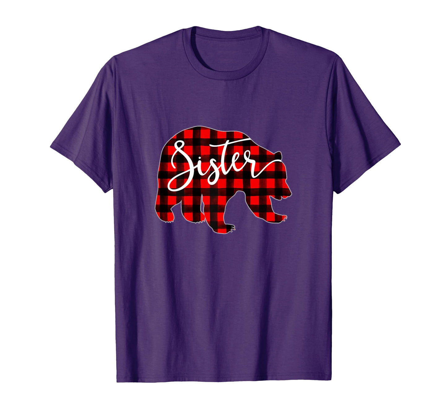 Red Plaid Sister Bear Matching Family Christmas Eve Buffalo T-Shirt