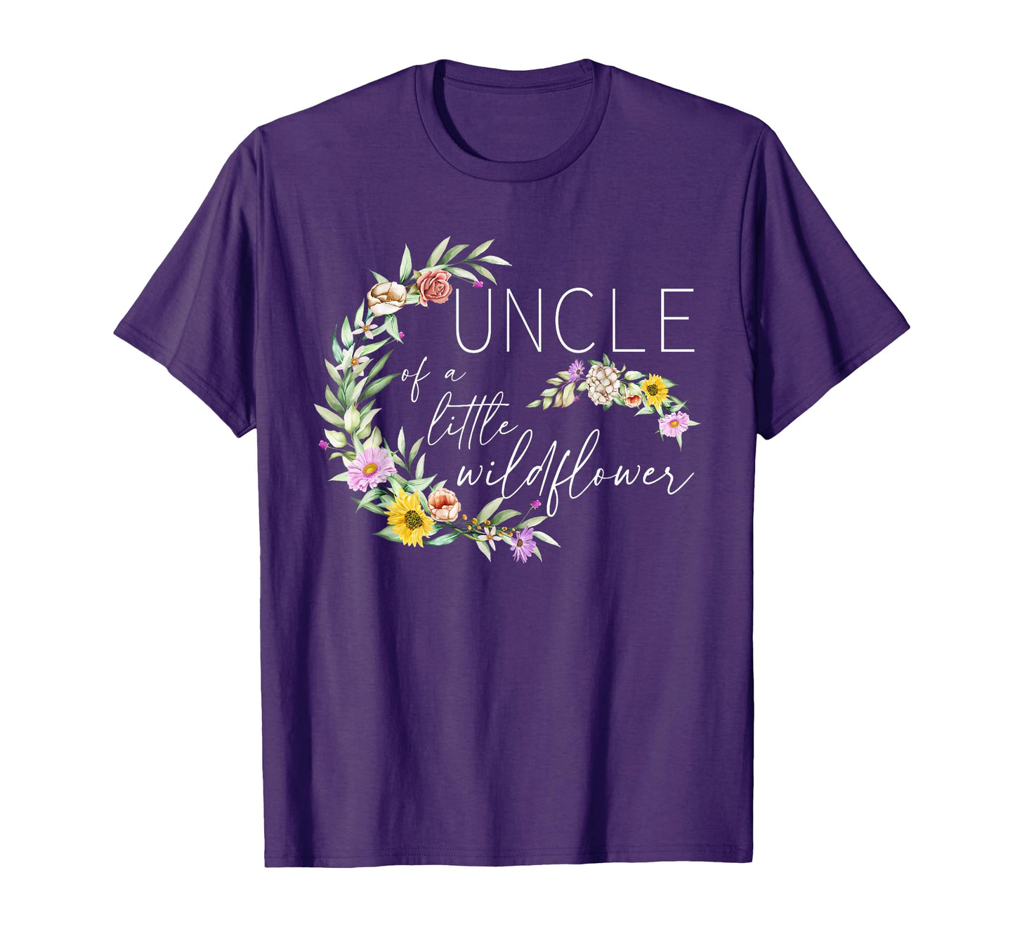 Uncle Of The Little Wildflower Birthday Party Baby Shower T-Shirt