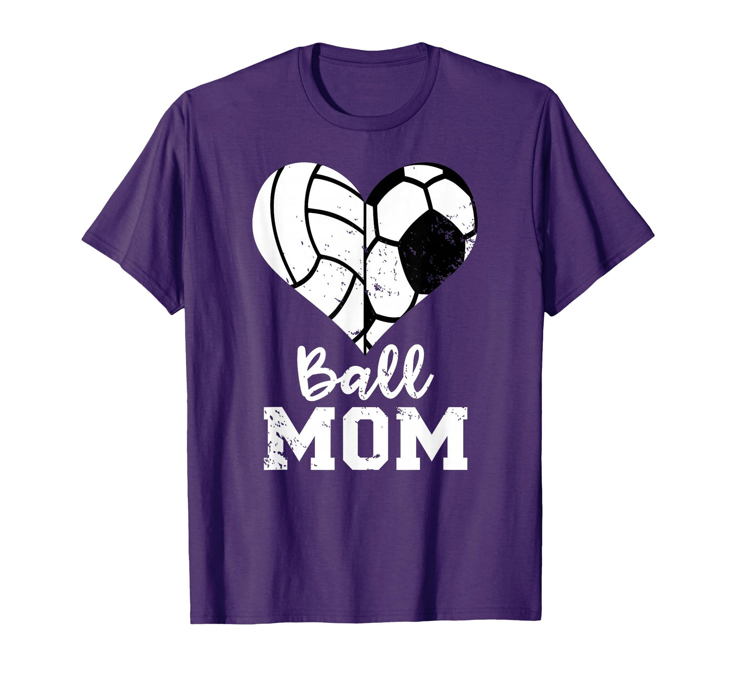 Ball Mom Heart Funny Soccer Volleyball Mom T-Shirt