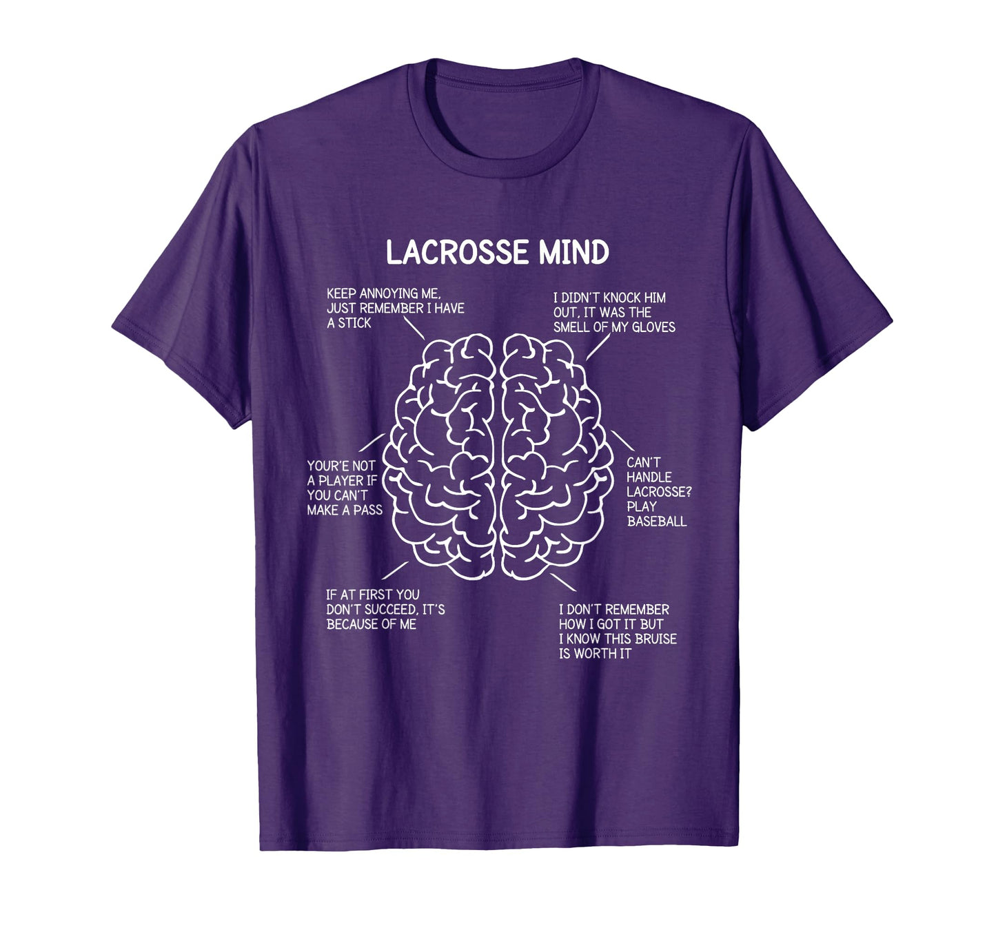 Lacrosse Player Think Sayings Brain Funny Christmas Gift T-Shirt