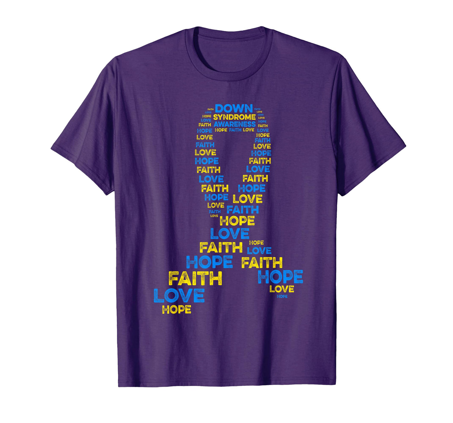 Down Syndrome Awareness Hope Faith Love Teal Ribbon Mom T-Shirt
