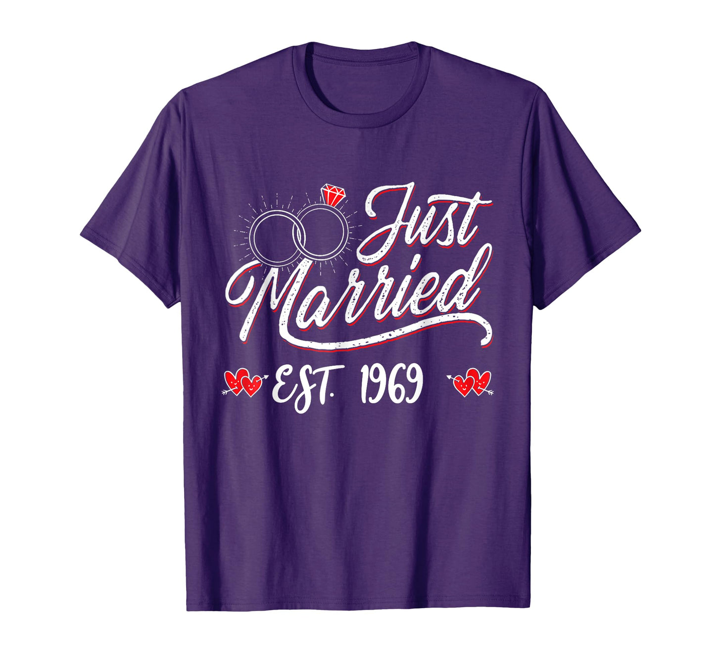 Just Married EST 1969 Husband Wife 56th Wedding Anniversary T-Shirt