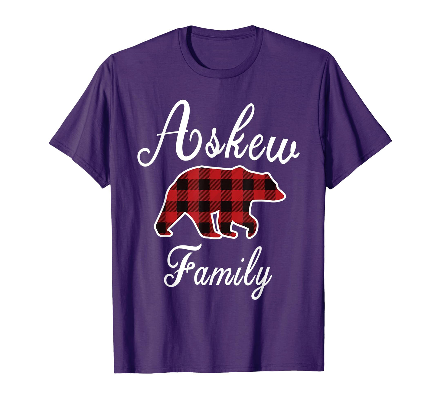 ASKEW Family Bear Red Plaid Christmas Pajama Men Women Gift T-Shirt