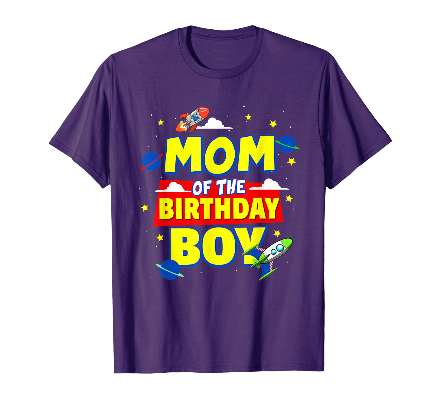 Mom Of The Birthday Astronaut Boy Outer Space Theme Party T-Shirt