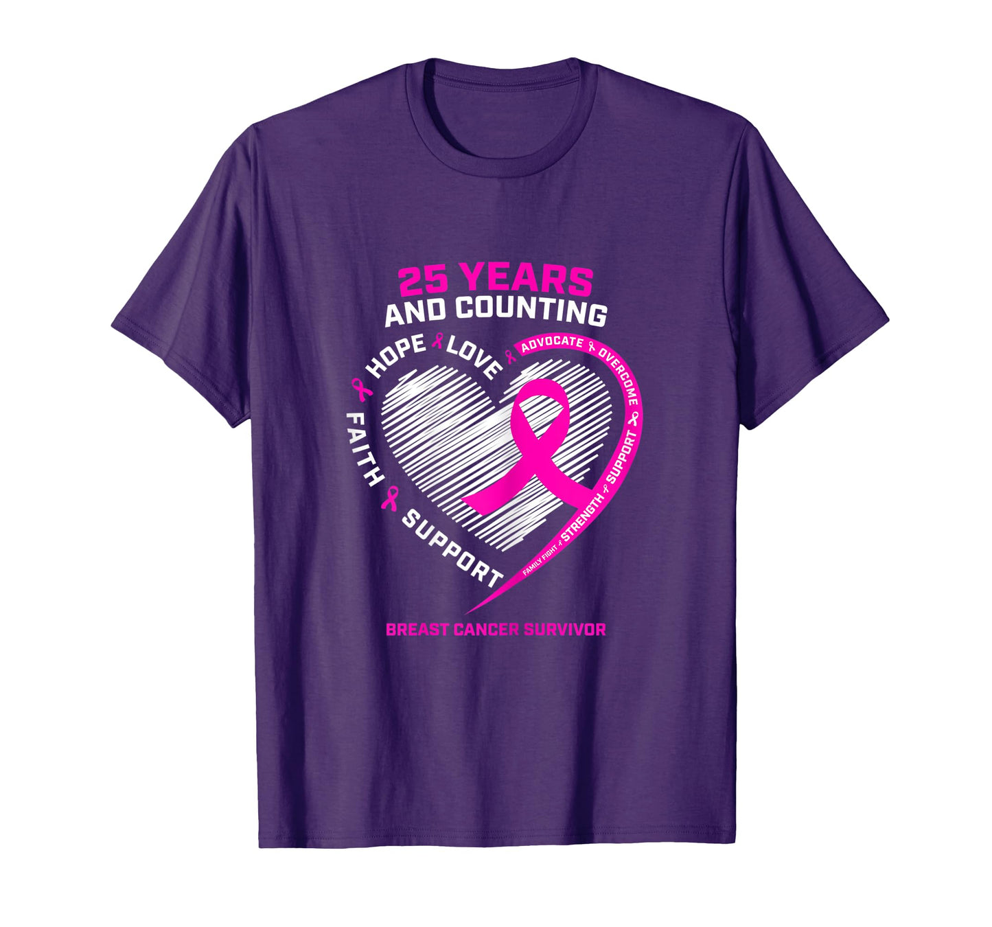 Womens 25 Year Survivor Gifts Grandma Mom Breast Cancer Survivor T-Shirt