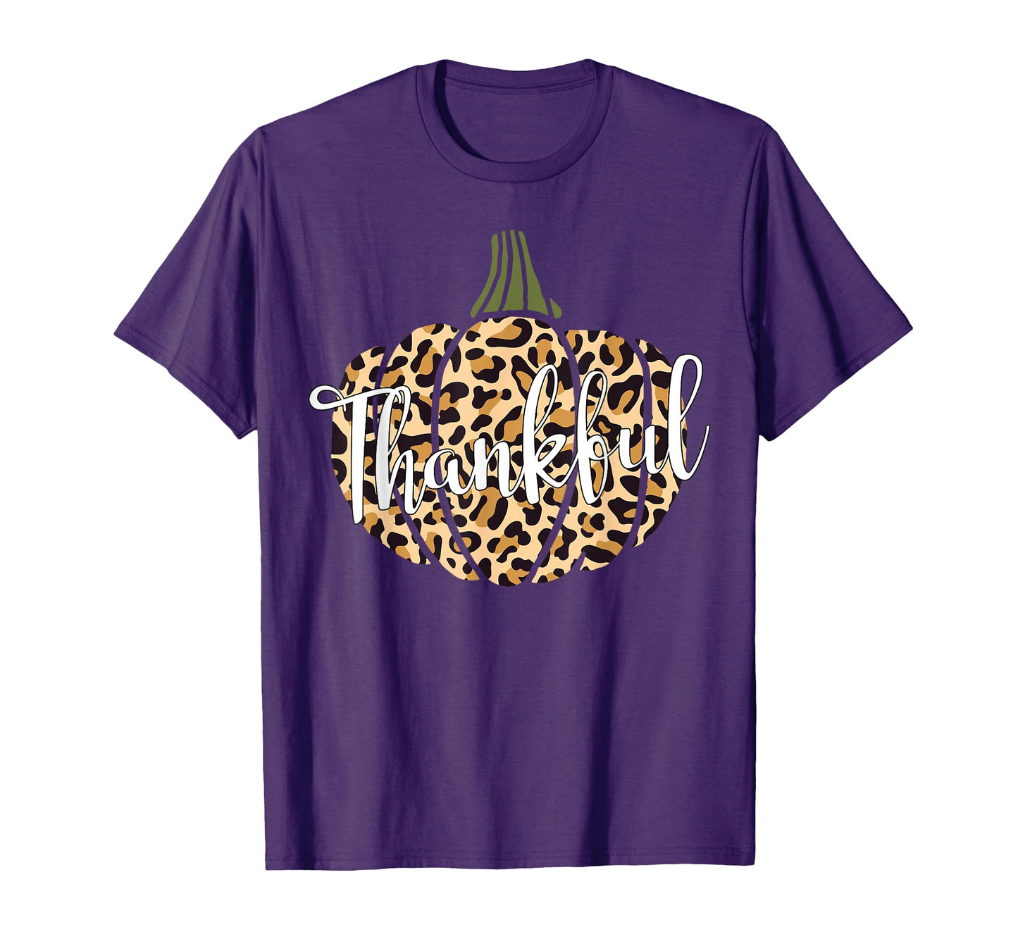 Thankful Leopard Pumpkin Woman Thanksgiving Gift Mother Mama T-Shirt