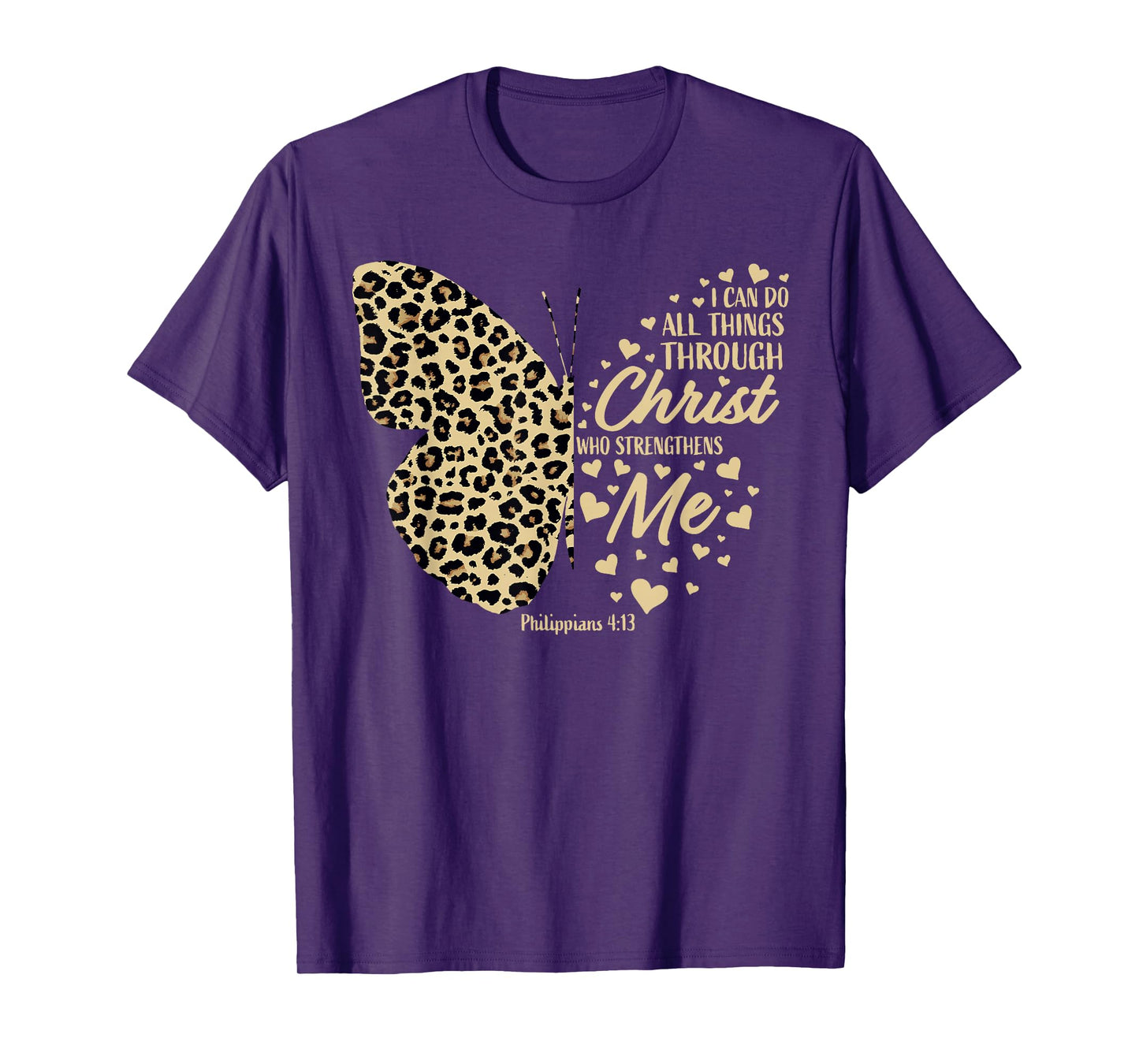 Christian Bible Verse Butterfly Cheetah Mom Women Teen Girls T-Shirt