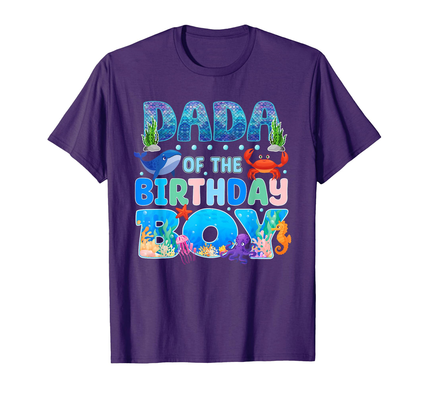 Dada of The Birthday Boy Aquarium Sea Animals Matching T-Shirt