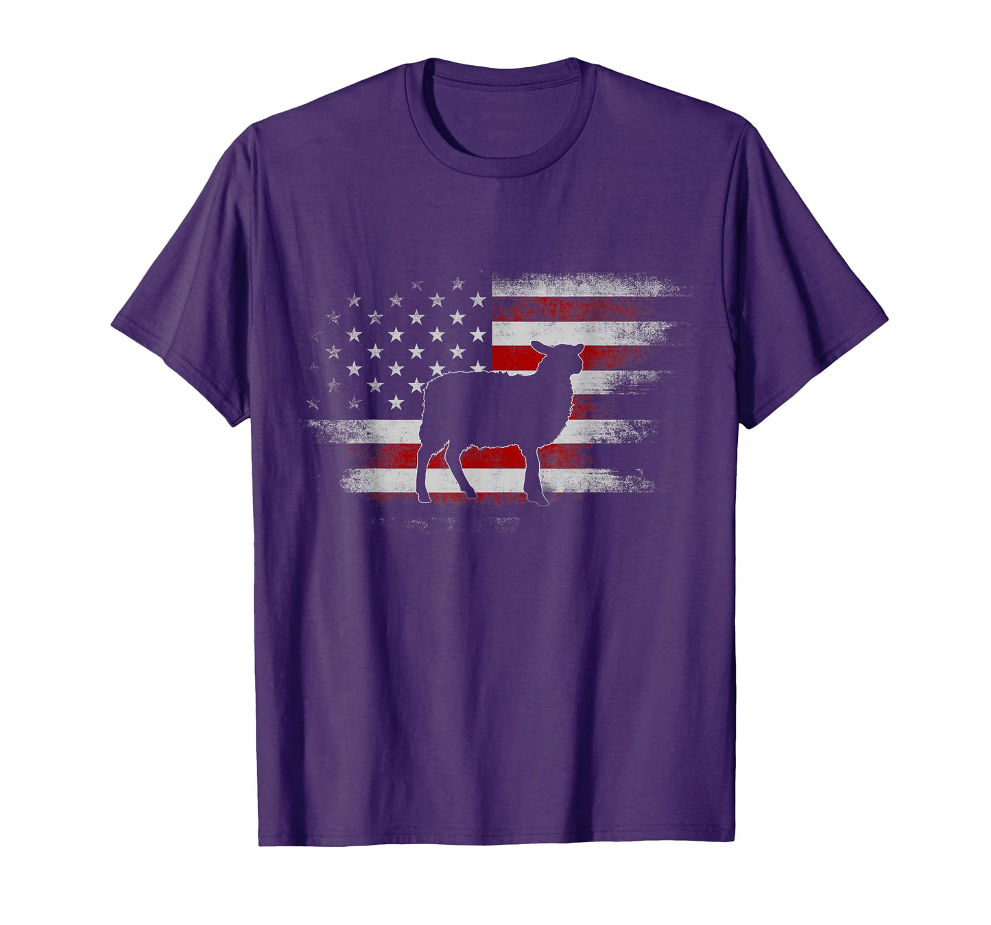 Farm Sheep 4th Of July Cool Sheep US Flag Vintage Design Women Kids Men T-Shirt