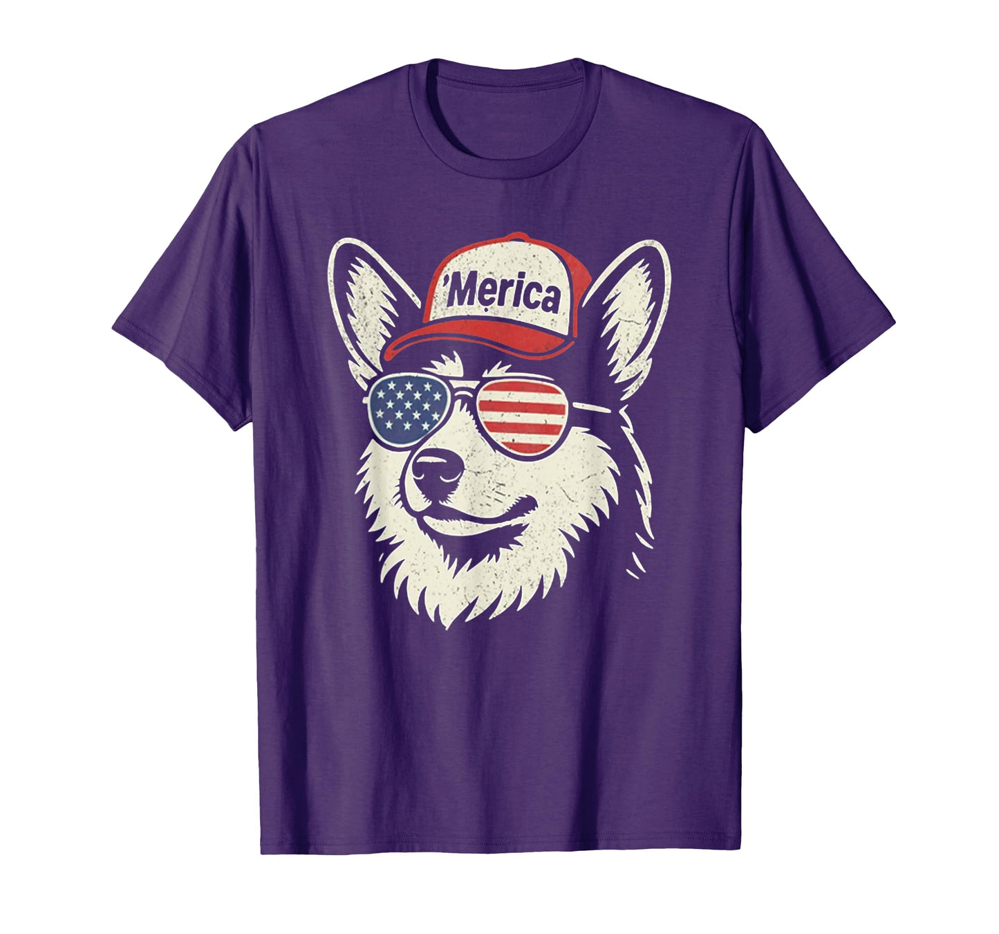 'Merica Corgi Dog Wearing Sunglasses Hat 4th of July T-Shirt for Men Women