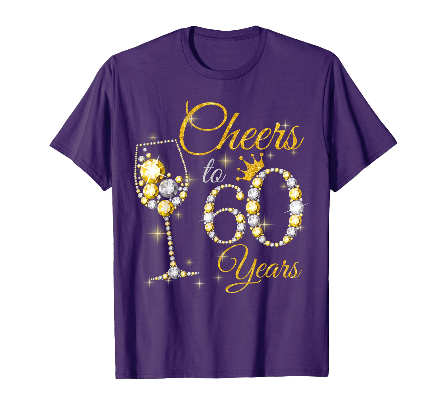 Womens Cheers To 60 Years Old 60th Birthday Queen Diamond T-Shirt