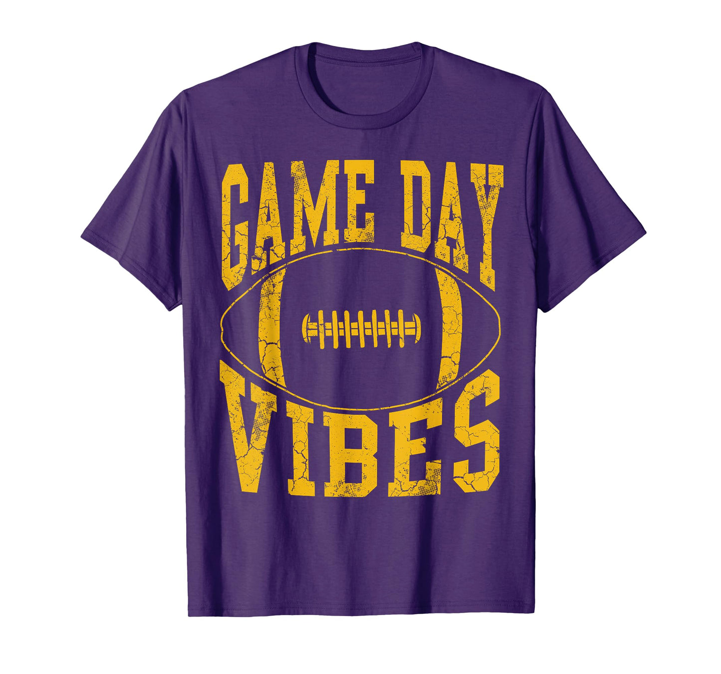 Game Day Vibes Yellow Football Vintage Distressed Graphic T-Shirt