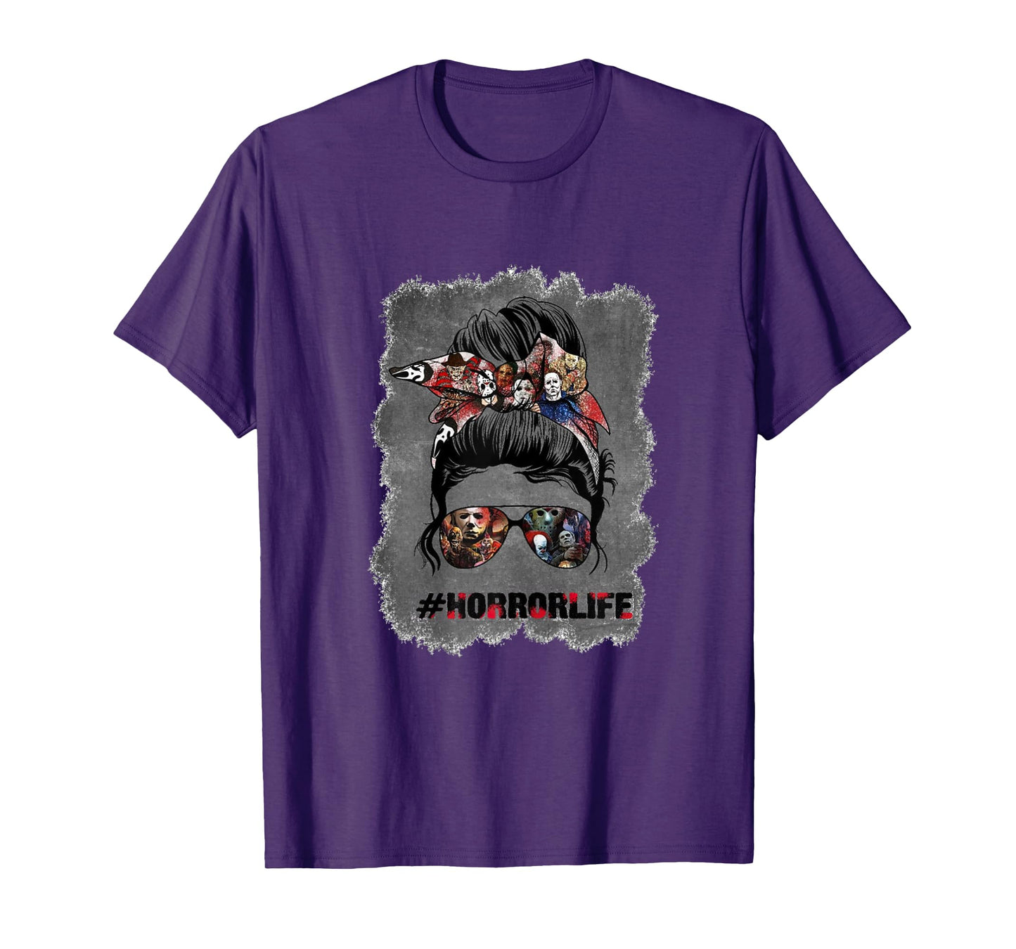 Messy Bun Horror Life Mom Halloween T-Shirt