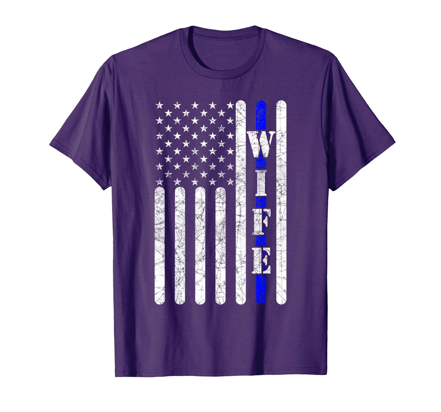 Thin Blue Line T shirt Police Wife Vintage American Flag T-Shirt