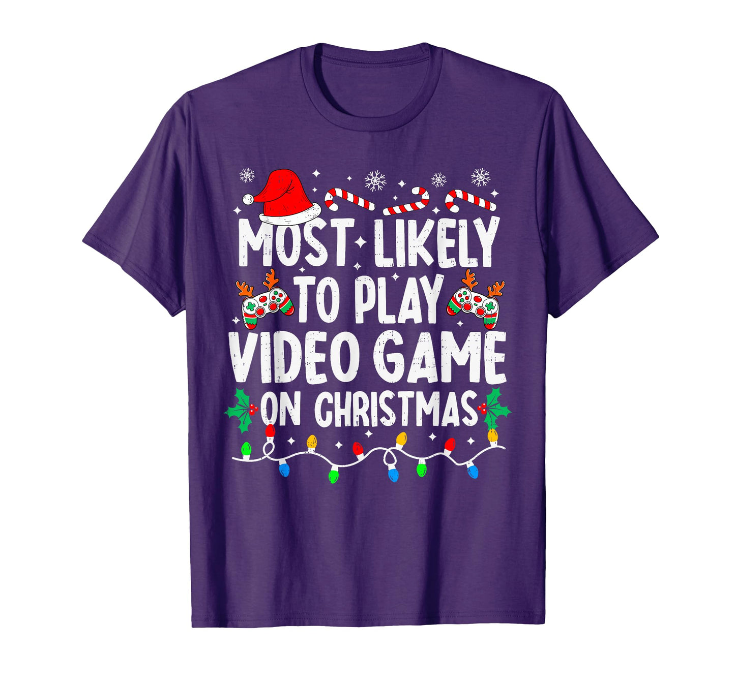 Most Likely to Play Video Games On Christmas Family Matching T-Shirt