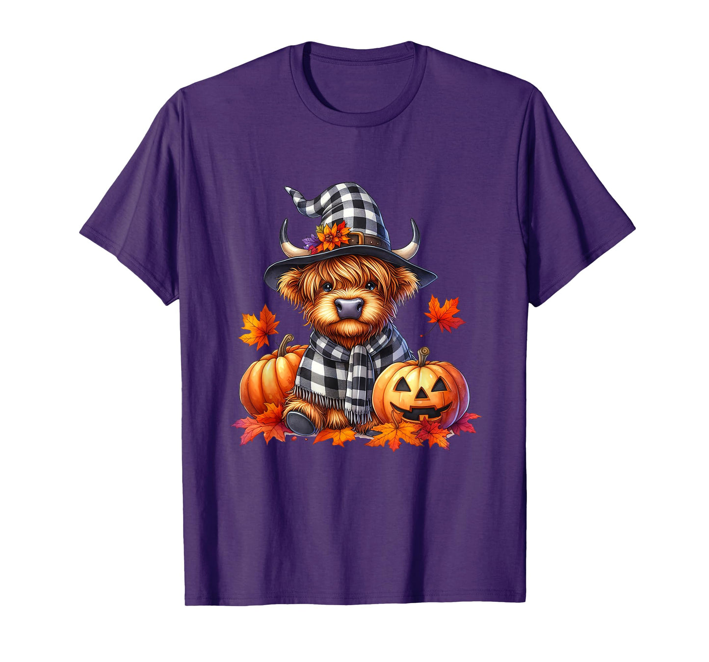 Funny Halloween Highland Cow Witchy Pumpkin It's Fall Y'all T-Shirt