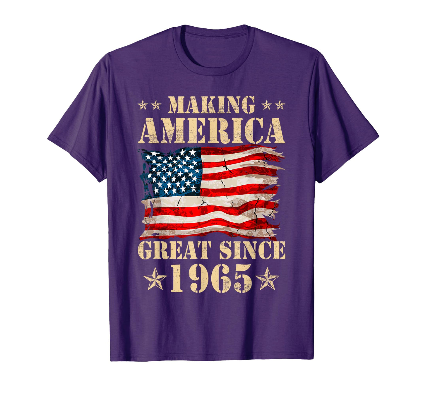 Vintage Making America Flag Great Since 1965 Birthday Party T-Shirt