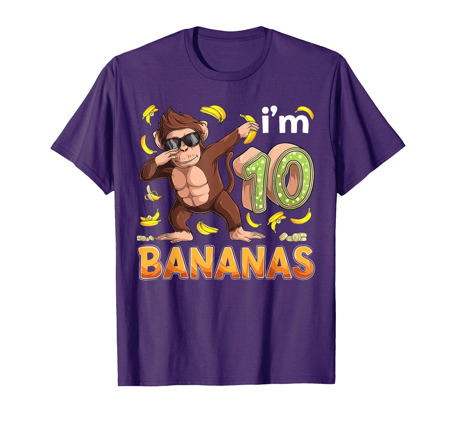 10 Year Old Monkey Birthday Safari Jungle Animal 10th B-day T-Shirt