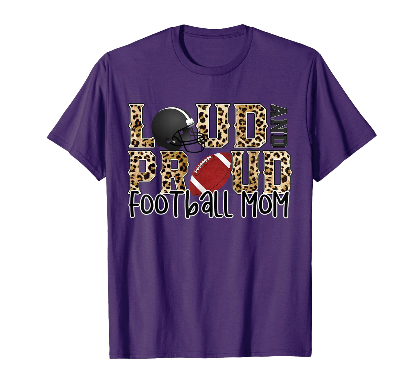 Loud Proud Moms Football Leopard Print Cheetah Pattern T-Shirt