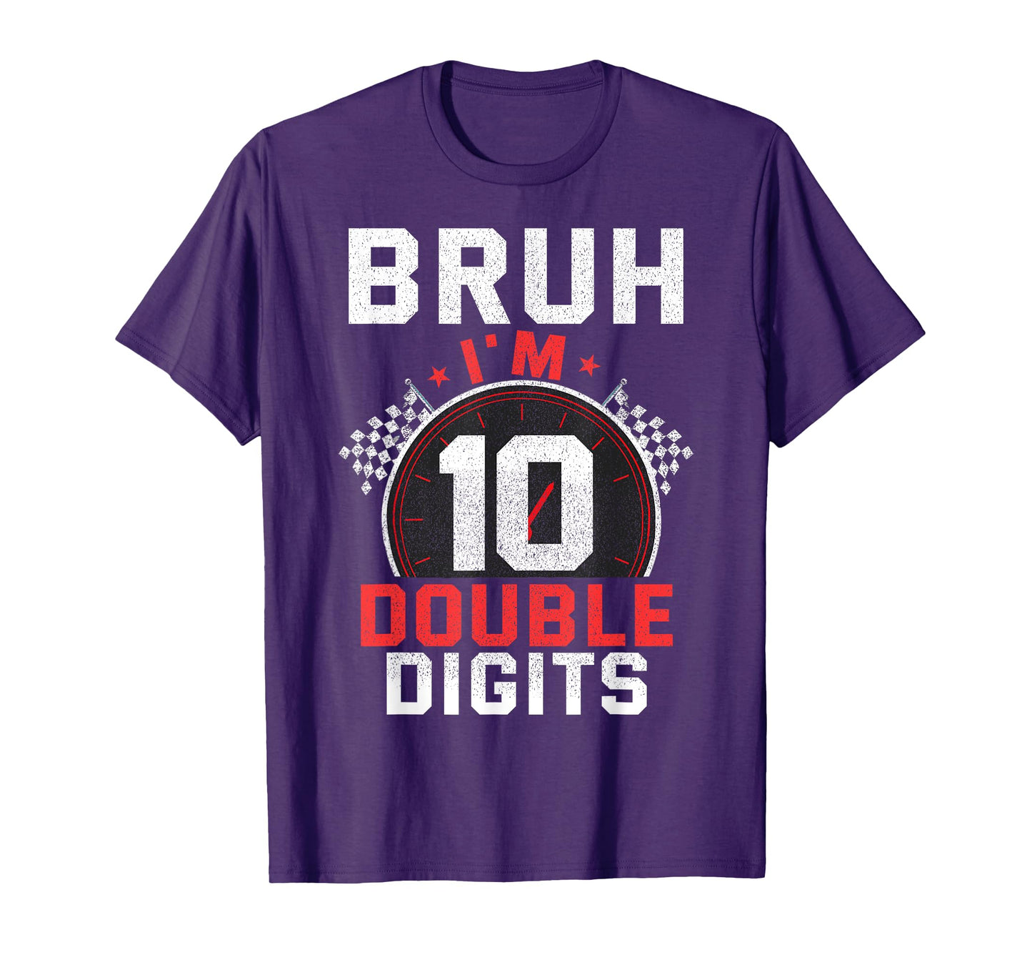 10th Birthday Boy Racing Car Bruh I'm Double Digits Race Car T-Shirt