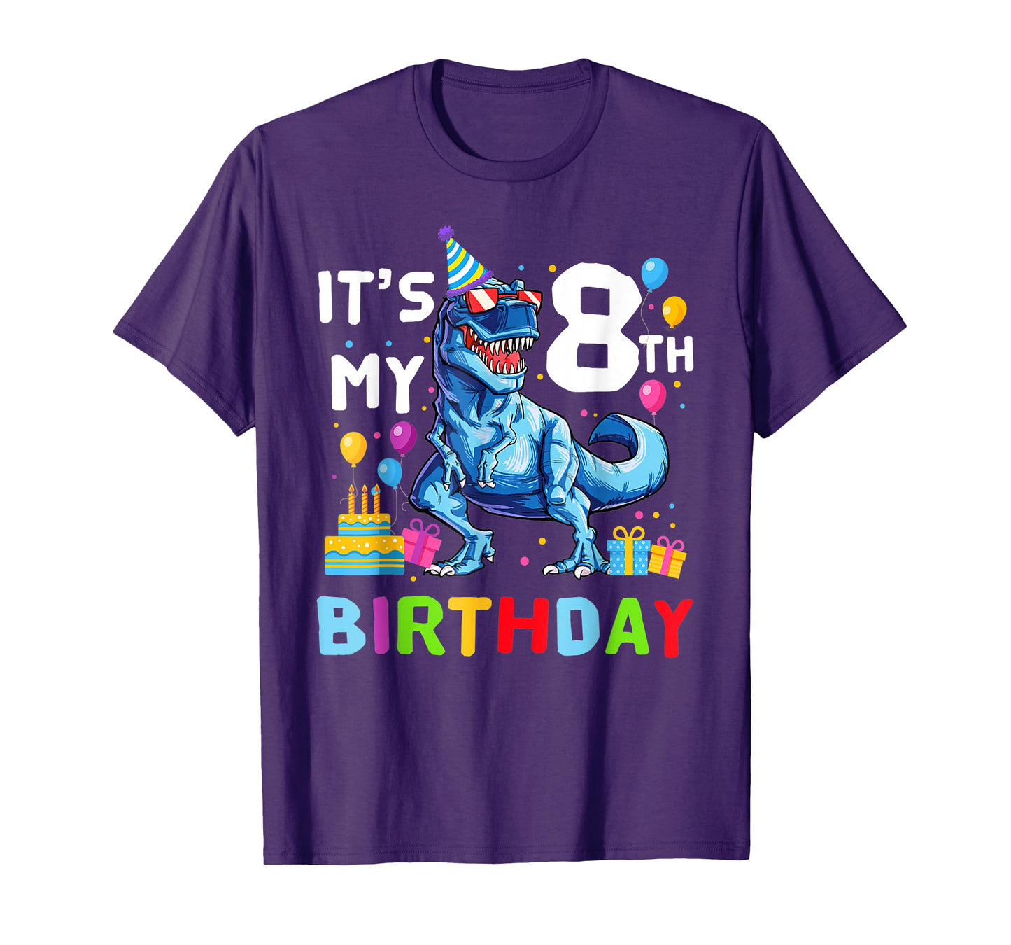 Kids It's My 8th Birthday Happy 8 Year T-Rex T-Shirt