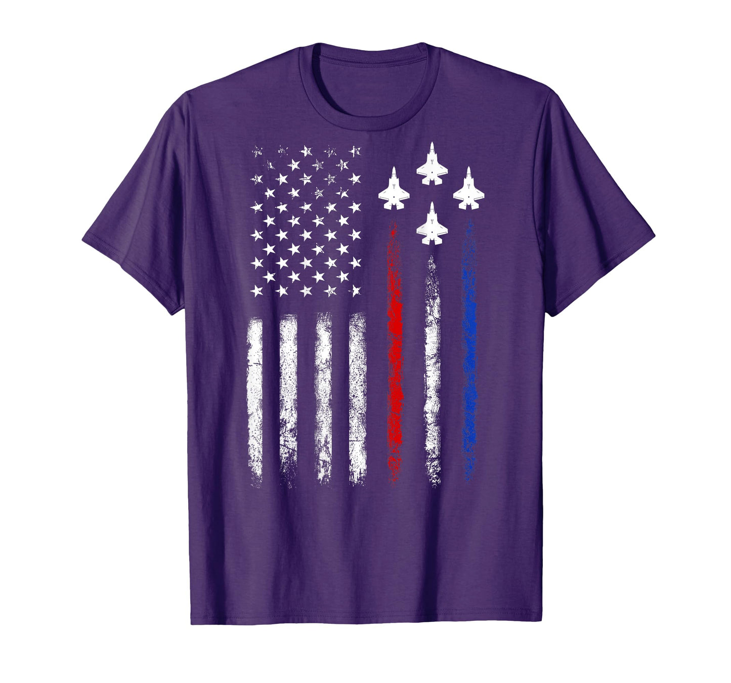 (On Back) Patriotic Shirts USA Flag Fighter Jet 4th Of July T-Shirt for Women Girls Kids Men