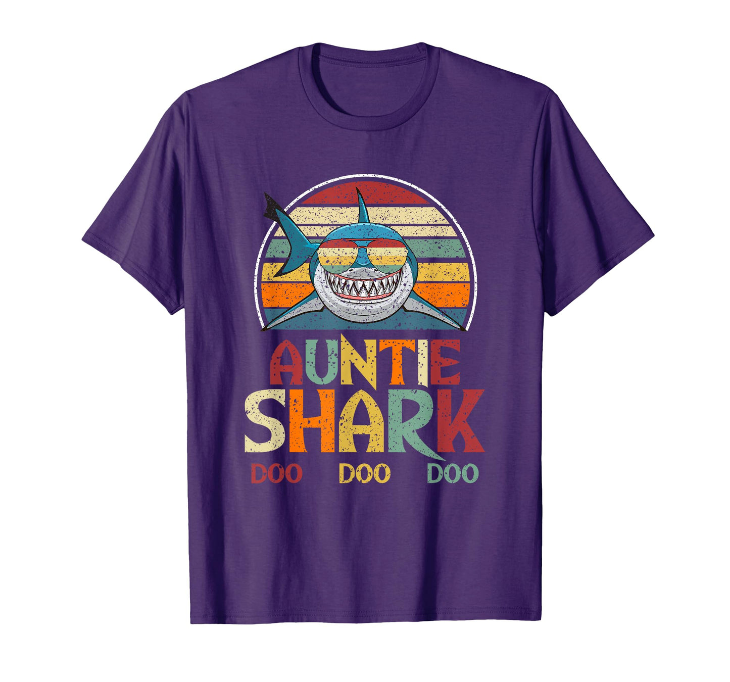 Retro Vintage Auntie Shark Aunt Gift T-Shirt