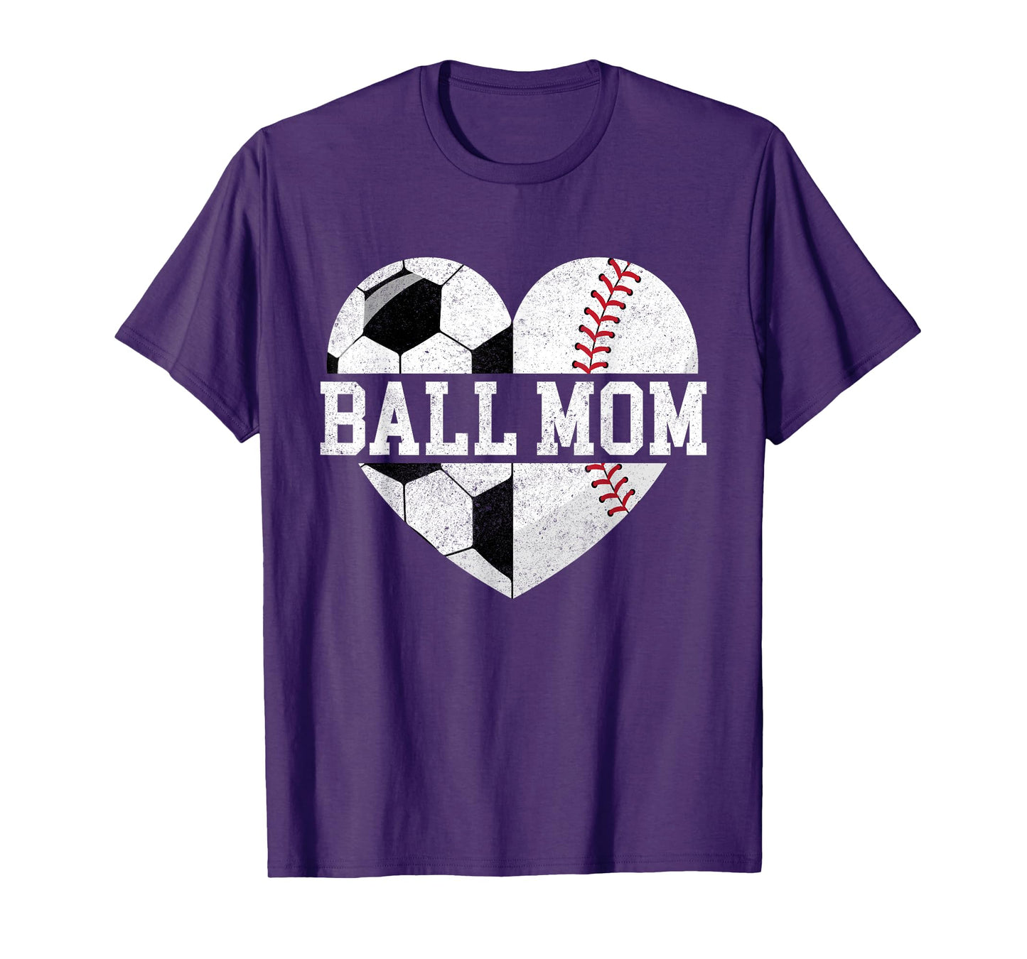 Ball Mom Shirt Heart Funny Baseball Soccer Mom T-Shirt